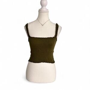 Koala Bay Green Casual Ribbed Cinched Tank Top Size Medium